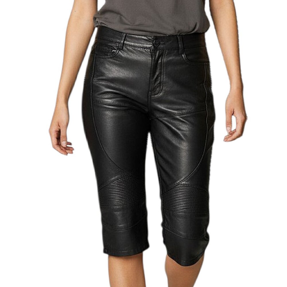 ALLSAINTS Sexy Leather Biker Shorts Low Rise Black Moto Edgy Street Style - 27